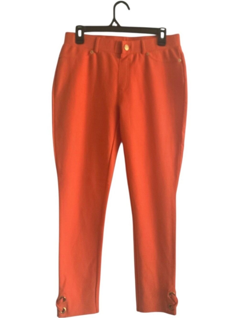 Michael‎ Kors Orange Mid-Rise Gold Accents Stretch Legging Style Pants Size M